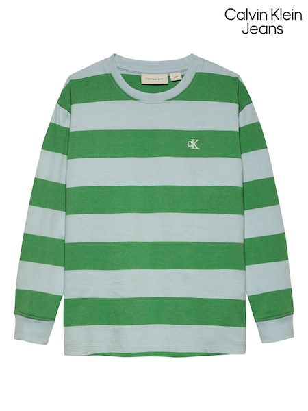 Calvin Klein Green 100% Cotton Shifted Picture Long Sleeve T-Shirt (AM5514) | £40 - £45