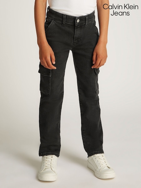 Calvin Klein Black Mid Rise Straight Cargo Jeans (AM5517) | £70 - £75