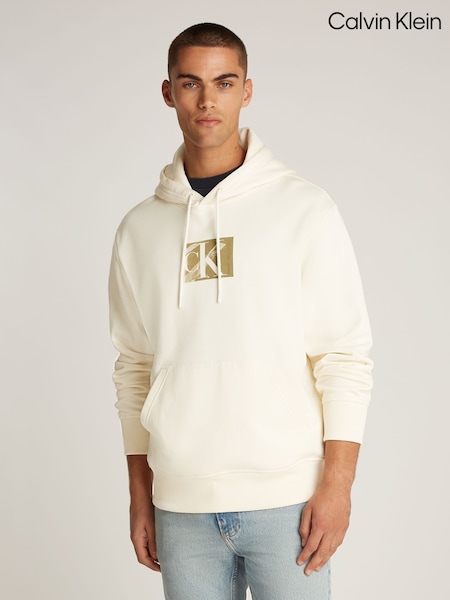 Calvin Klein White Soft Box Monogram Hoodie (AM5553) | £80 - £85