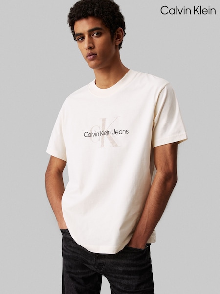 Calvin Klein Natural 100% Cotton Monologo T-Shirt (AM5554) | £35