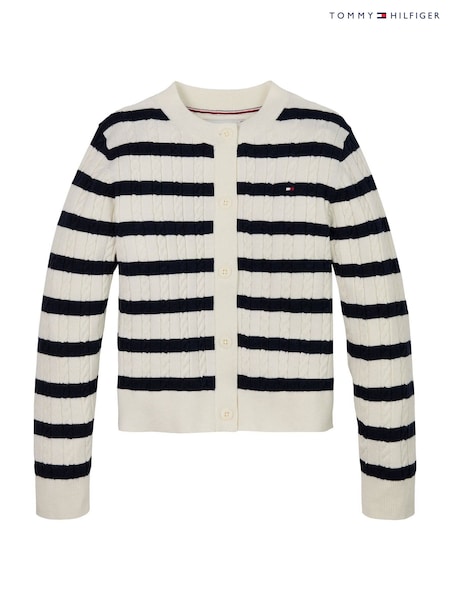 Tommy Hilfiger Black/Cream Mini Cable Cardigan (AM5592) | £55