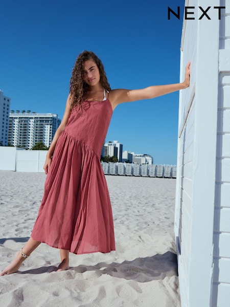 Plum Purple Dropped Waist Slip Maxi Dress (AM5702) | £56