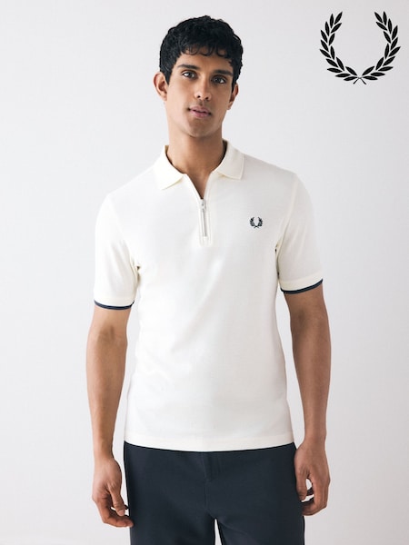 Fred Perry Crepe Pique Zip Neck Polo Shirt (AM5749) | £90