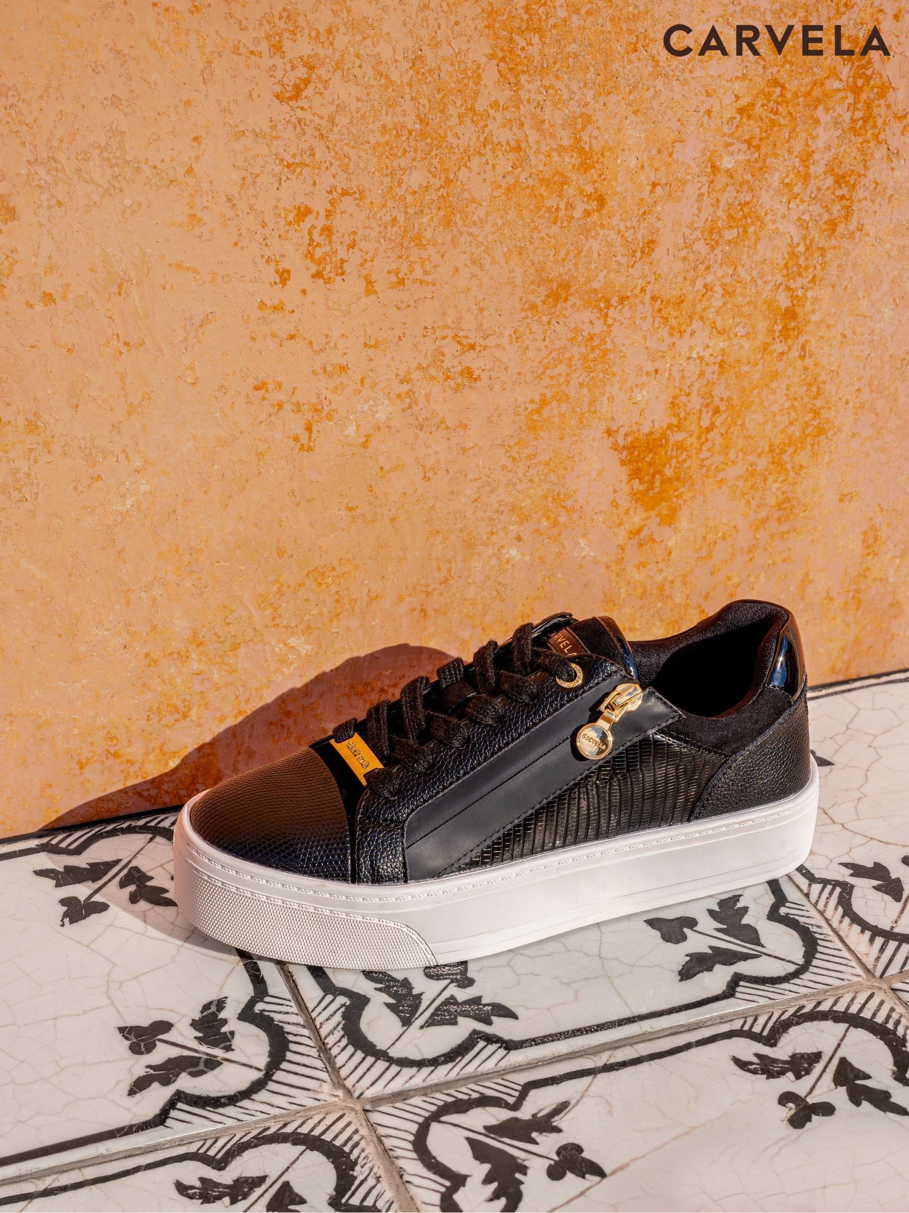 Womens black carvela trainers outlet