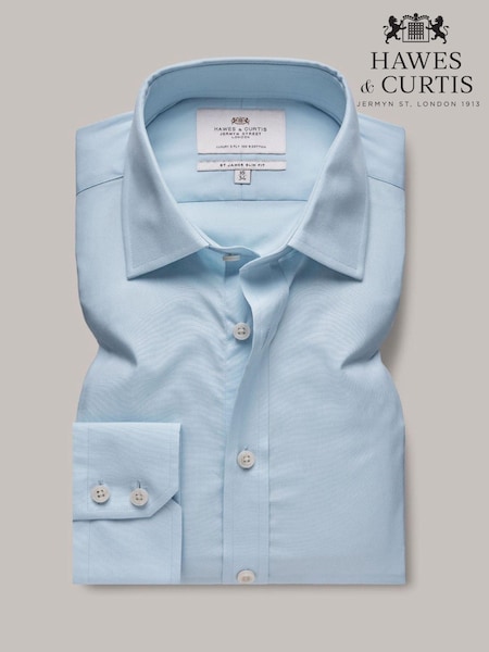 Hawes & Curtis Slim Blue Poplin 100% Cotton Shirt (AM5810) | £59