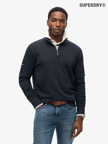 Superdry Blue Core Logo Henley 100% Cotton Sweatshirt (AM5907) | £65