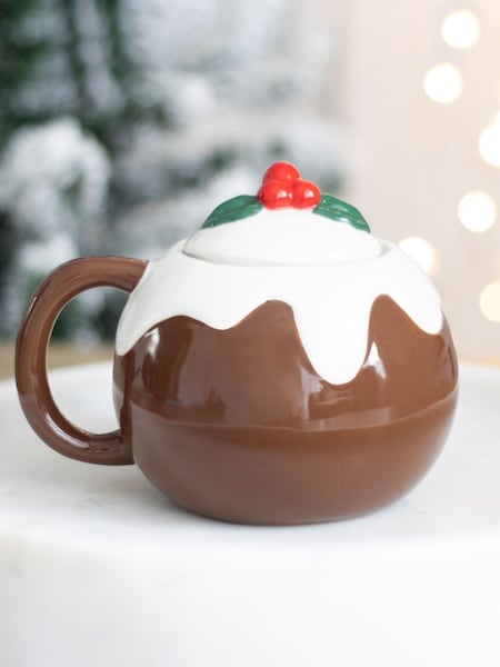 Something Different Brown and White Christmas Pudding Shaped Mug (AM5926) | £12