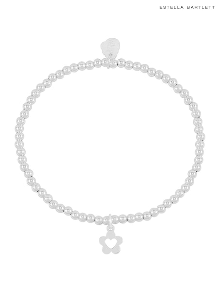 Estella Bartlett Silver Tone Flower & Heart Sienna Bracelet (AM5929) | £18