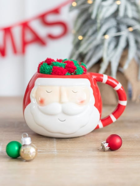Something Different Red/White Christmas Santa Mug and Socks Set (AM5930) | £14