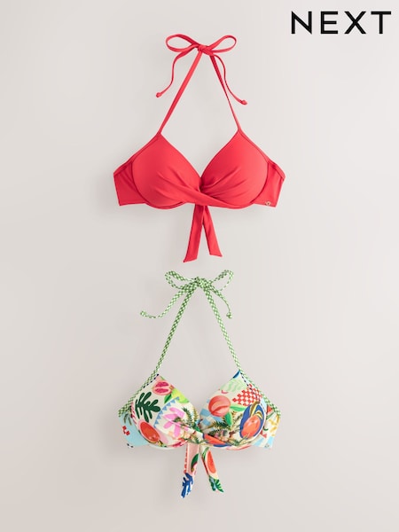 Red/Fruit Print Padded Wired Bikini Tops 2 Pack (AM6005) | £32