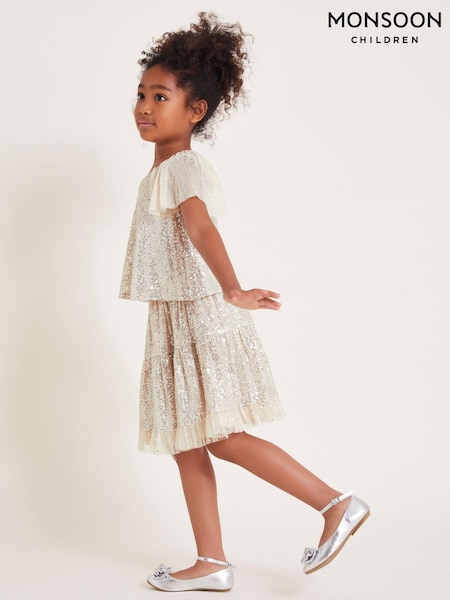 Monsoon Natural Adele Sequin Skirt (AM6009) | £32 - £36