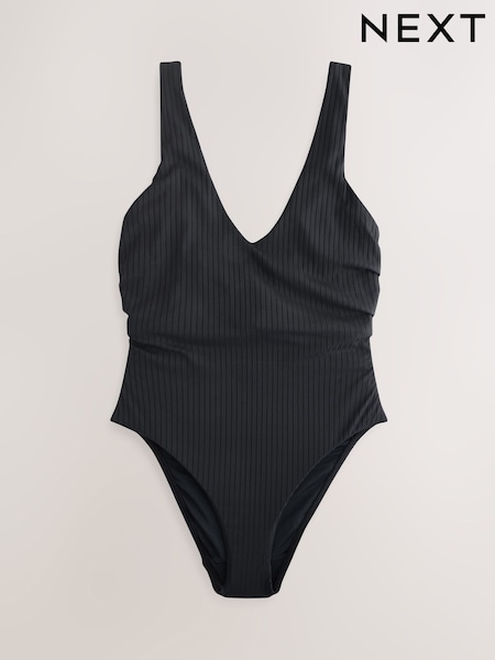 Black Rib DD-K Plunge Wired Tummy Control Swimsuit (AM6015) | £62