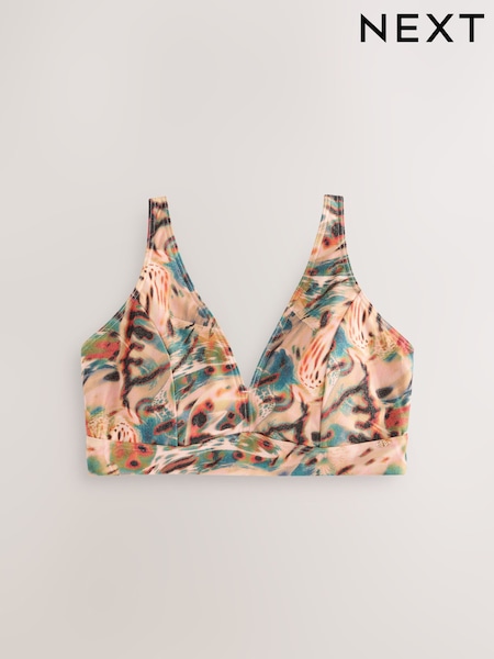Teal/Pink Metallic Animal DD+ Plunge Triangle Bikini Top (AM6019) | £29