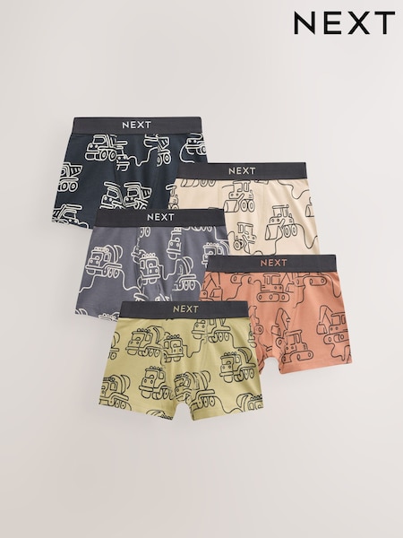 Linear Digger Print Boxers Trunks 5 Pack (1.5-12yrs) (AM6270) | £14 - £15