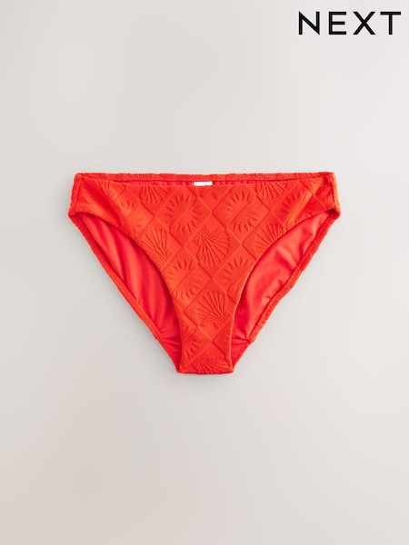 Red Textured Jacquard High Leg Bikini Bottoms (AM6337) | £16