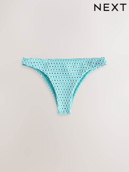 Aqua Blue/White Crochet High Leg Bikini Bottoms (AM6346) | £16