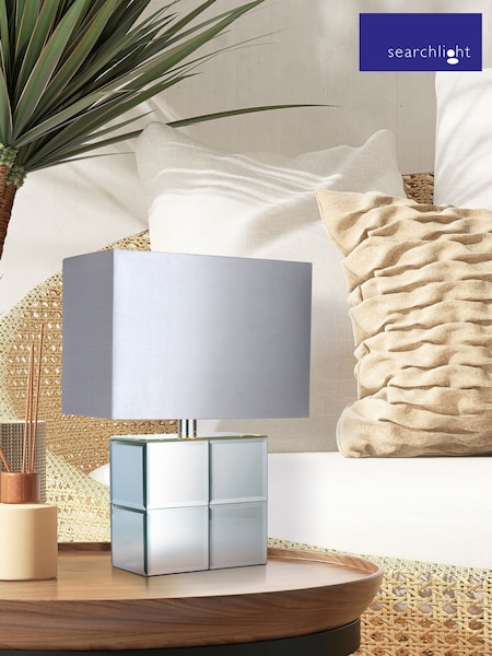 Searchlight Chrome and Clear Ozark Cube Table Lamp (AM6414) | £55
