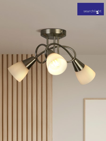Searchlight Satin Silver Thames 3 Light Ceiling Light (AM6431) | £50