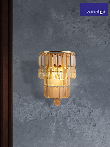 Searchlight Satin Brass Prism 2 Light Wall Light (AM6432) | £73