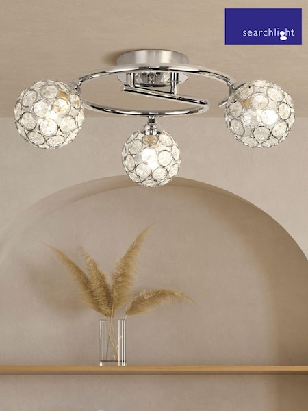 Searchlight Chrome and Clear Wimbledon 3 Ceiling Light (AM6433) | £55
