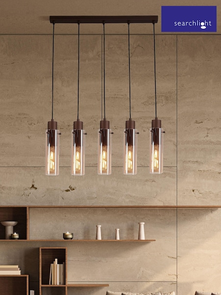 Searchlight Mocha and Amber Fira 5 Light Bar Pendant Ceiling Light (AM6449) | £140