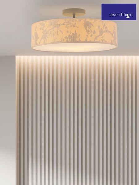 Searchlight Brown and White Natura 3 Light Flush Ceiling Light (AM6451) | £98