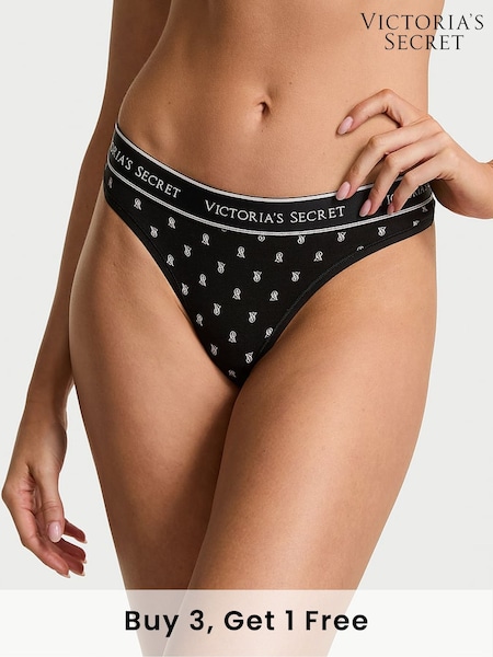 Victoria's Secret Black Logo Thong Knickers (AM6502) | £9