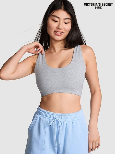 Victoria's Secret PINK Grey Heather Cotton Scoop Sports Bra (AM6511) | £25