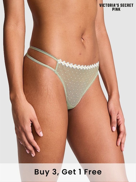 Victoria's Secret PINK Green Garden Double Strap Thong Lace Knickers (AM6526) | £9