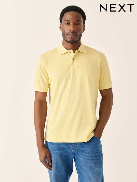 Yellow Regular Fit Short Sleeve Pique Polo Shirt (AM6662) | £18