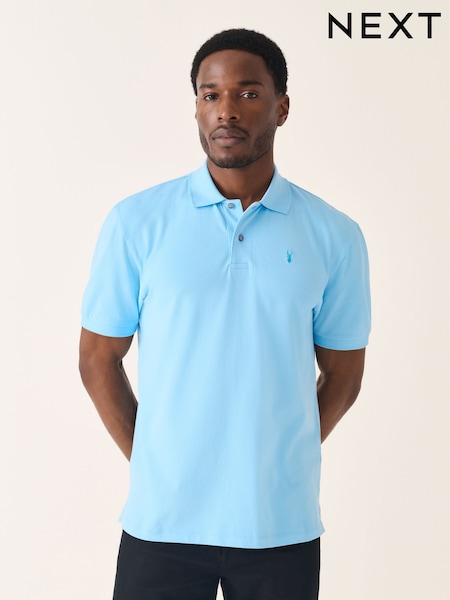Sky Blue Regular Fit Short Sleeve Pique Polo Shirt (AM6666) | £18