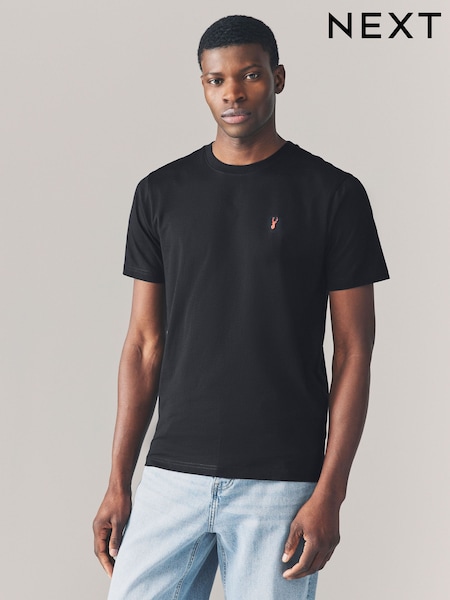 Black Slim Fit 100% Cotton Stag T-Shirt (AM6755) | £10