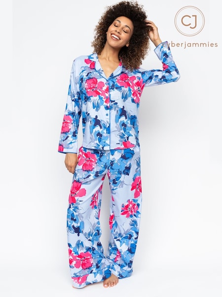 Cyberjammies Blue Lyla Floral Print Pyjama Set (AM6774) | £52