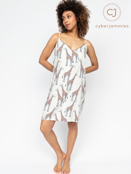 Cyberjammies Cream Georgina Giraffe Print Strappy Short Nightdress (AM6775) | £29