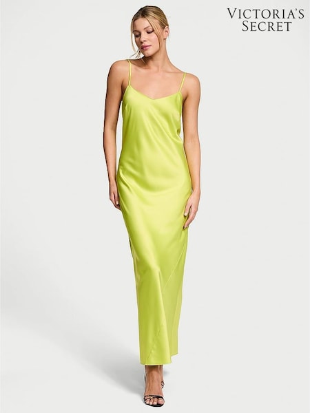 Victoria's Secret Limelight Green Satin Long Slip Dress (AM6782) | £75
