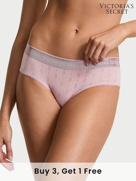 Victoria's Secret Violet Pearl Purple Hipster Logo Pointelle Knickers (AM6793) | £9