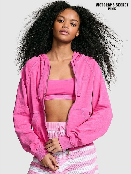 Victoria's Secret PINK Pink Gossip Zip Up Jersey Hoodie (AM6805) | £45