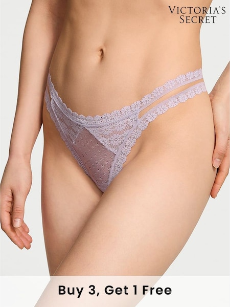 Victoria's Secret Feather Purple Double Strap Thong Knickers (AM6837) | £9