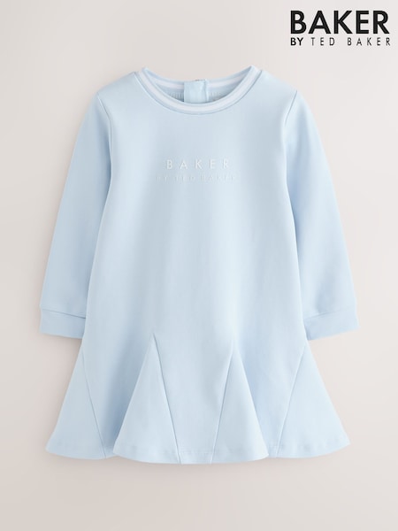 Baker by Ted Baker Blue Godet Varsity Back Print Dress (AM6907) | £35 - £38