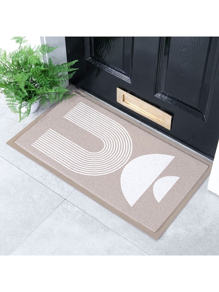 Artsy Mats Multi Beige Half Moon Abstract Indoor Outdoor Doormat (AM7056) | £25