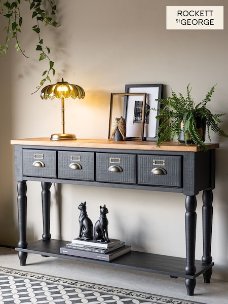 Rockett St George Black Apothecary Style Console Table (AM7189) | £0