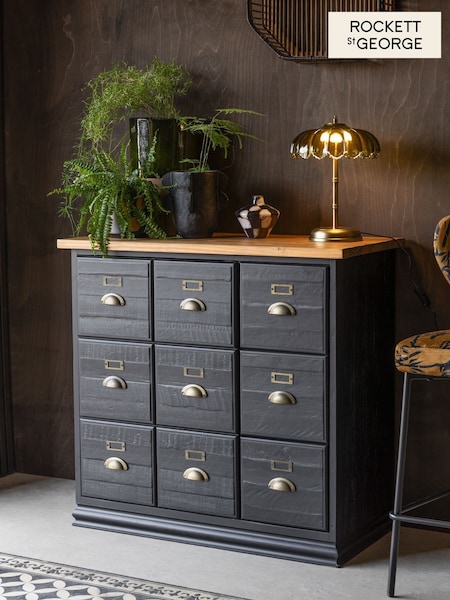 Rockett St George Black Large Apothecary Style Small Sideboard (AM7199) | £699