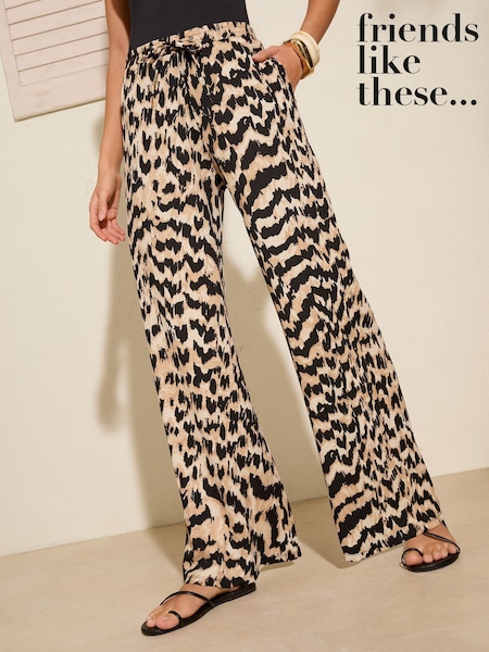 Friends Like These Animal Print Crinkle Jersey Wide Leg Trousers (AM7218) | £34