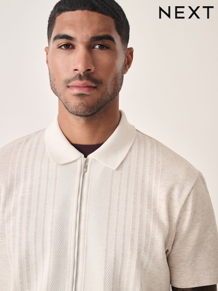 Neutral Marl Textured Stripe Jersey Shirt (AM7233) | £35