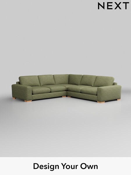 Chunky Boucle Easy Clean/Mid Green Houghton Deep Relaxed Sit (AM7244) | £2,925