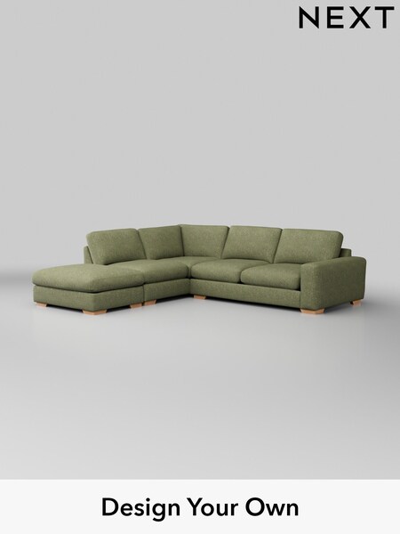 Chunky Boucle Easy Clean/Mid Green Houghton Deep Relaxed Sit (AM7244) | £2,675