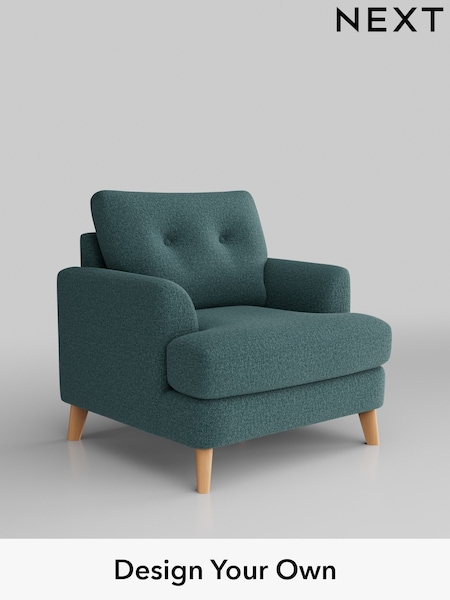 Chunky Chenille/Mid Teal Green Parker Buttoned Back (AM7269) | £925