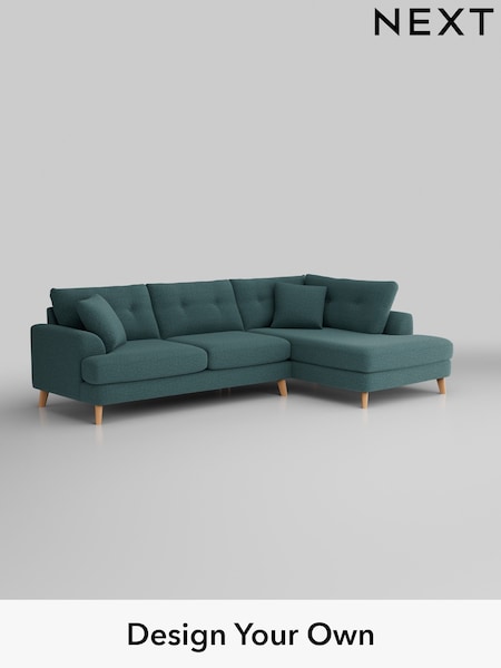 Chunky Chenille/Mid Teal Green Parker Buttoned Back (AM7269) | £2,425