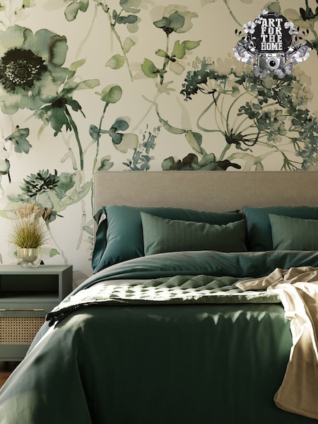 Art For The Home Pale Blue Watercolour Floral Fixed Size 4M Mural (AM7301) | £240