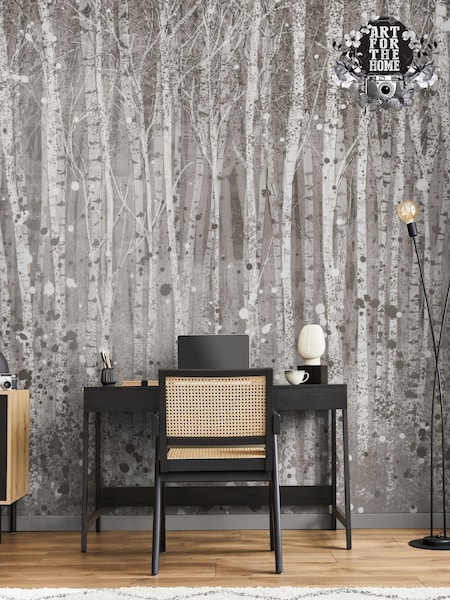 Art For The Home Grey Painterly Woods Fixed Size 3M Mural (AM7304) | £195